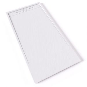 Image de HIEMAL Receveur de douche 90 x 180 cm r&eacute;sine Blanc aspect ardoise + bonde incluse - Salle de bain