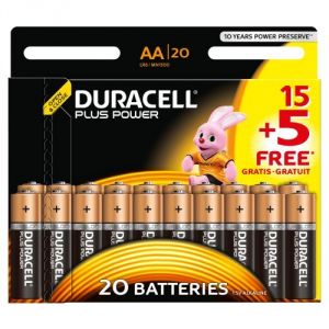 Image de Duracell Jeu de piles 15 + 5 gratuites Alcaline 1,5V LR06 AA