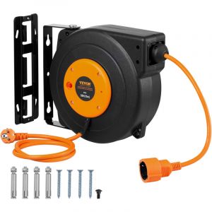 Enrouleur de Câble Dextension Rétractable-VEVOR-15 m-1600 W-Enrouleur pour Montage au Plafond ou au Mur