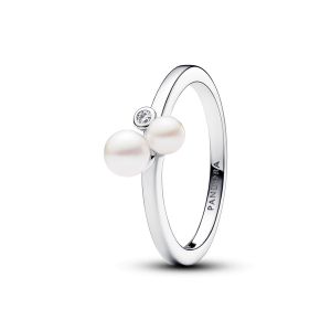 Pandora Bague Perles de Culture d'Eau Douce Trait&eacute;e Duo - Taille 56