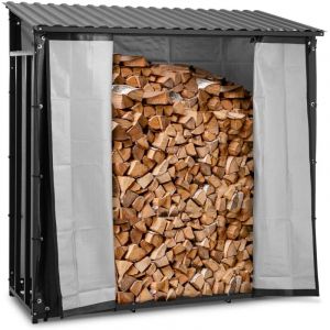 Image de Abri pour bois de chauffage avec bâche et toit 3 m³ 800 kg acier/plastique noir