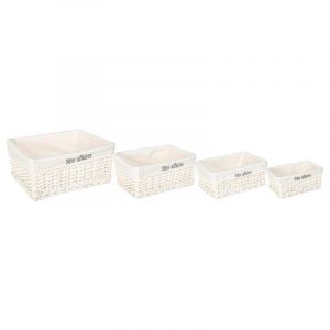 Image de Set de 4 Paniers Rectangulaires "Chic" Blanc Prix