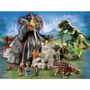 Image de Playmobil 5230 Dinos - Tyrannosaure et Saichania avec volcan