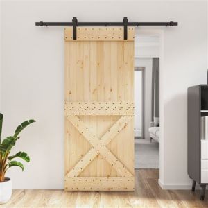 VidaXL Porte coulissante et kit de quincaillerie 90x210 cm pin massif, porte intérieure, porte de grange intérieure, porte de grange