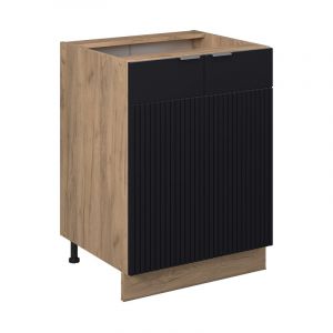 Meuble bas de cuisine Fame-Line, Noir rayé, 60 cm sans plan de travail Vicco