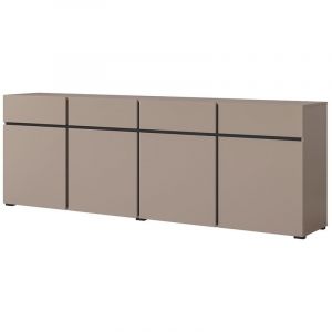 Meublorama - Buffet xl coloris beige et noir 225cm collection havana. Bahut design avec 4 portes et 4 tiroirs.