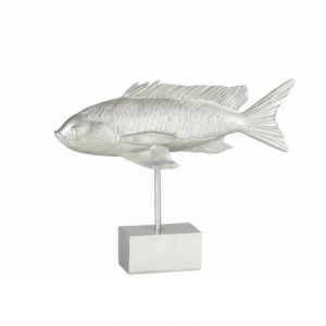 Statue Déco sur Pied "Poisson Long" 33cm Argent Prix