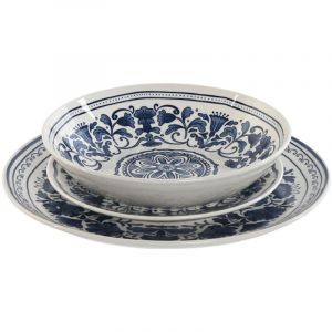 Esprit Home Service de 18 pièces en porcelaine bleu et blanc