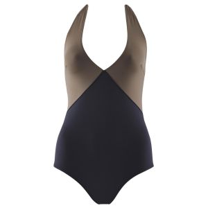 Image de Aubade Maillot de Bain Une Pièce, Décolleté Triangle, Bretelles à Nouer Dans la Nuque, BEAUTÉ SUBLIME, Noir/Kaki, Taille : M, PR67