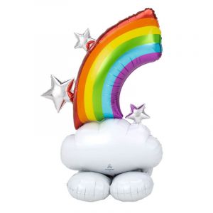 Ruedelafete Ballon en aluminium : Arc-en-ciel : 127 cm