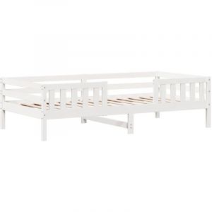 VidaXL Cadre de lit blanc 90x200 cm bois de pin massif, meuble de chambre à coucher, sommier, lit en bois, lit, lit simple