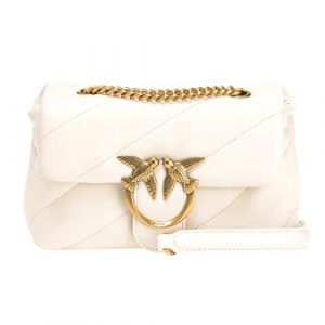 Pinko Love Mini Puff Cl Sheep Nappa, Sac Femme, Z14q_Blanc Seta-Antique Gold, Taille Unique