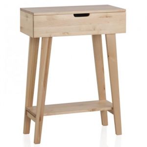 Console, table d'appoint en bois de bouleau massif coloris naturel - Longueur 60 x Hauteur 80 x Largeur 30 cm