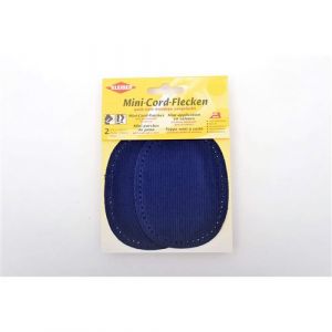 KLEIBER Mini patch thermocollant, fin velours c&ocirc;tel&eacute;, bleu