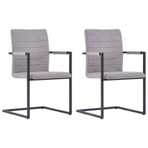 Image de VidaXL Chaises de salle à manger 2pcs Cantilever Gris clair Similicuir
