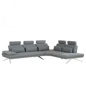 Inside75 Inside 75 Canap&eacute; grand angle FERNIE double profondeur retour droit t&ecirc;ti&egrave;res tissu gris 305 x 240 cm