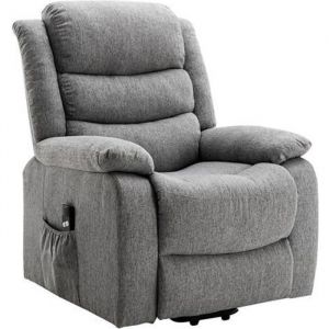 Fauteuil releveur &eacute;lectrique en tissu gris clair NADINE