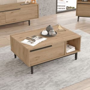 Table basse de salon Majaajoå 90 x 60 x 38 cm effet chêne noir [en.casa]