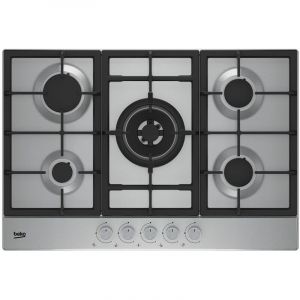 Beko HAW752C5SX Table de cuisson encastrable 75 cm 5 br&ucirc;leurs &agrave; gaz Acier inoxydable