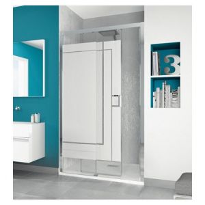 Image de Kinedo Smart C sans seuil, PA2070BTNEG Verre transparent 110 cm, profilé Blanc