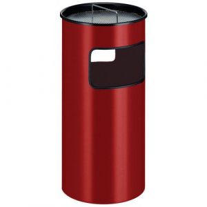 Certeo Combiné cendrier-poubelle métallique, capacité 50 l, rouge