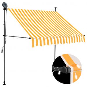 VidaXL Auvent manuel rétractable avec LED 150 cm Blanc et orange