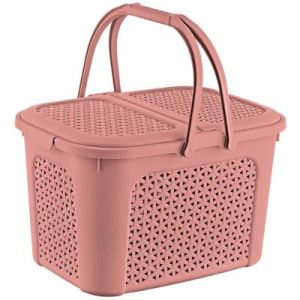 Keeeper Panier à Pique-Nique avec Couvercle, Aspect rotin, pour Pique-Nique, Camping et Plus, 35 x 46 x 28,5 cm, Inka, Rouge (Nordic Red)