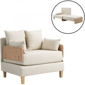 Canap&eacute; fauteuil convertible 1 place 81 x 88 x 68 cm beige