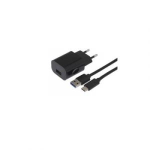 APM Chargeur secteur, 1USB-A, 2.1 A, noir + (câble, USB-A / USB-C, 1m) 570339