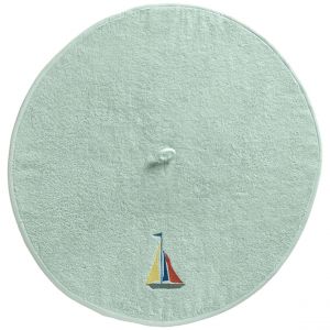 Essuie-mains rond brodé bateau SAILOR vert d'eau