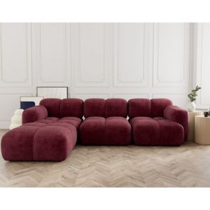 Lisa Design - Grace - canapé modulable d'angle réversible 4 places en velours texturé - prune