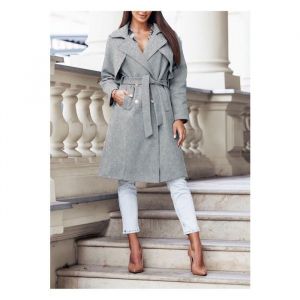 Kebello Trench Manteau Mi Long Gris F