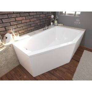 Image de Baignoire Bain d'angle 160x90 Droite avec tablier en acrylique, Siphon de bain et pieds (support) - Set 4en1 - Fabriqué en ue Badland selena