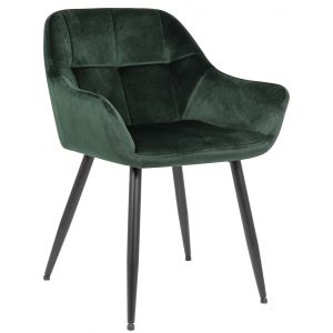 CLP Chaise de salle à manger avec accoudoirs en velours Vert