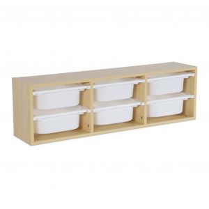 Meuble de rangement pour enfant. naturel. 6 bacs en plastique - Naturel