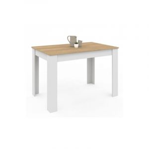 Idmarket Table à manger rectangle ROZY 4 personnes blanc plateau façon hêtre 110 cm