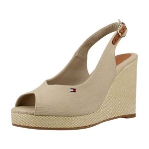 Tommy Hilfiger Espadrilles Compens&eacute;es Femme Flag High Slingback &agrave; Bride Cheville, Beige (Horseradish), 36