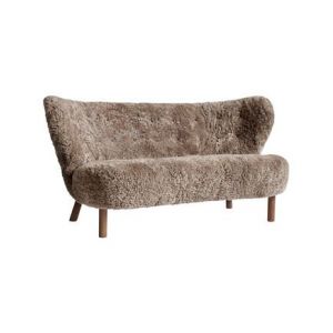 &tradition Canap&eacute; droit Little Petra VB2 (1938) / L 150 cm - Peau de mouton marron en tissu