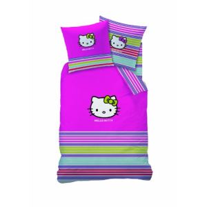 Cti Hello Kitty Sarah Summer - Housse de couette et taie 100% coton (140 x 200 cm)