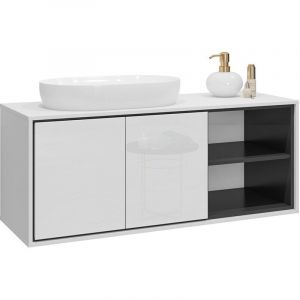 Meuble sous vasque de salle de bain 120 cm GOBI coloris blanc et noir