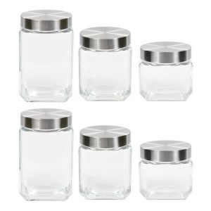 Image de VidaXL Pots de conservation et couvercle argenté 6pcs 800/1200/1700 ml