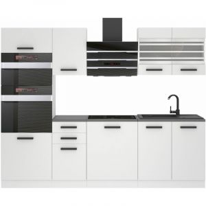 Belini - Cuisine Equipee Complete Tracy Muebles de Cuisine Complets - 240 cm. Cuisine Complete avec Plan de Travail, Blanc Mat
