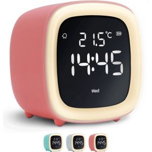 JustAnotherProduct AP18 - Réveil numérique rechargeable avec lumière (3 modes) - Réveil avec température (15,5°C à 50°C) - Réveil 12/24h - Veilleuse - Orange
