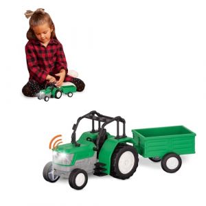 Driven by Battat - Tracteur, 20 cm - Petit Tracteur et remorque - V&eacute;hicule agricole pour Enfants - Lumi&egrave;res et Sons - Pi&egrave;ces Mobiles - 3 Ans et +