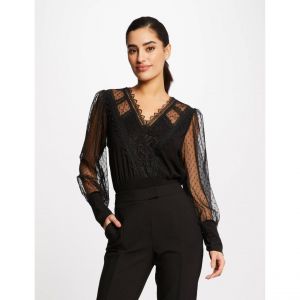 Morgan T-shirt manches longues avec plumetis Noir - Couleur Noir - Taille XS