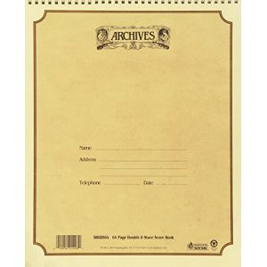 D'Addario Bowed Cahier manuscrit &agrave; reliure spirale Archives, 8 double-port&eacute;es, 64 pages, 28 x 33 cm