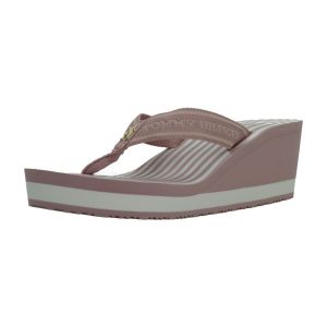 Tommy Hilfiger Femme TH Stripes Wedge Beach Sandal FW0FW08521 Tongs, Pink (Foggy Pink), 39 EU