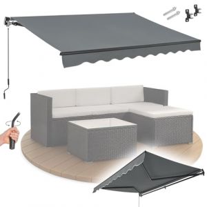 Auvent - 350 x 300 cm - Gris fonc&eacute; - Accessoires de montage inclus