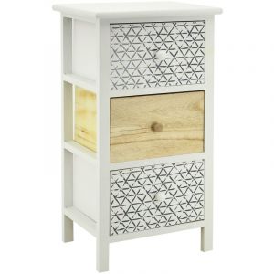 Aubry Gaspard Commode en bois teinté blanc et naturel 3 tiroirs