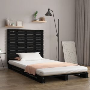 VidaXL Tête de lit murale Noir 126x3x91,5 cm Bois massif de pin